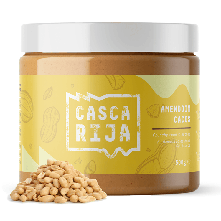 Frasco de manteiga de amendoim crocante 500 g com amendoins