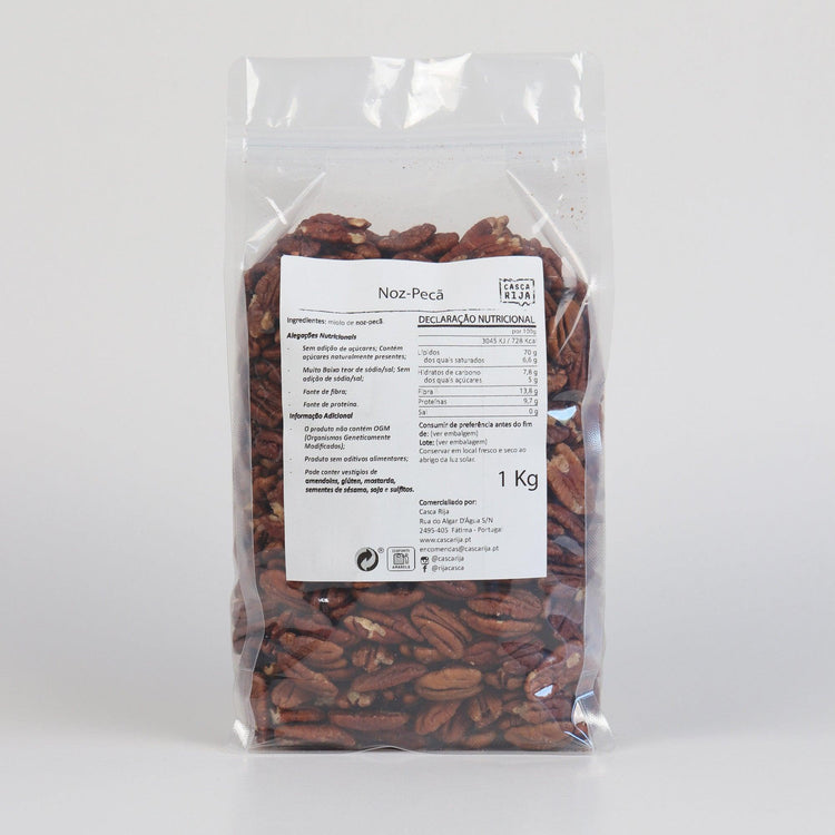 Verso da embalagem de noz-pecã Casca Rija 1 Kg